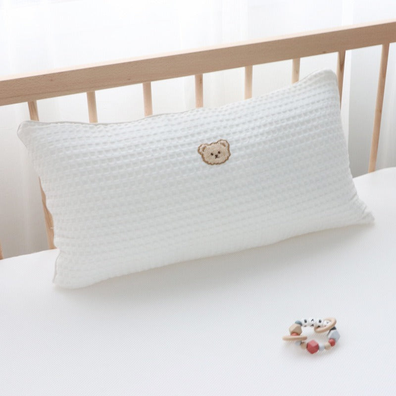 Pure Cotton Embroidered Bear Bedside Pillow