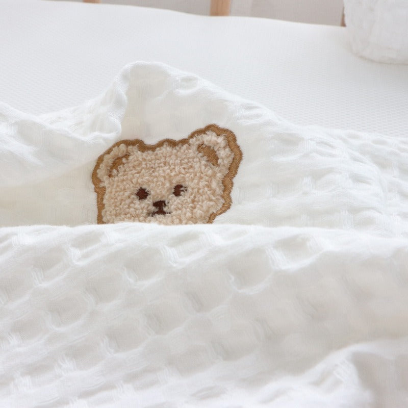 Pure Cotton Embroidered Bear Bedside Pillow