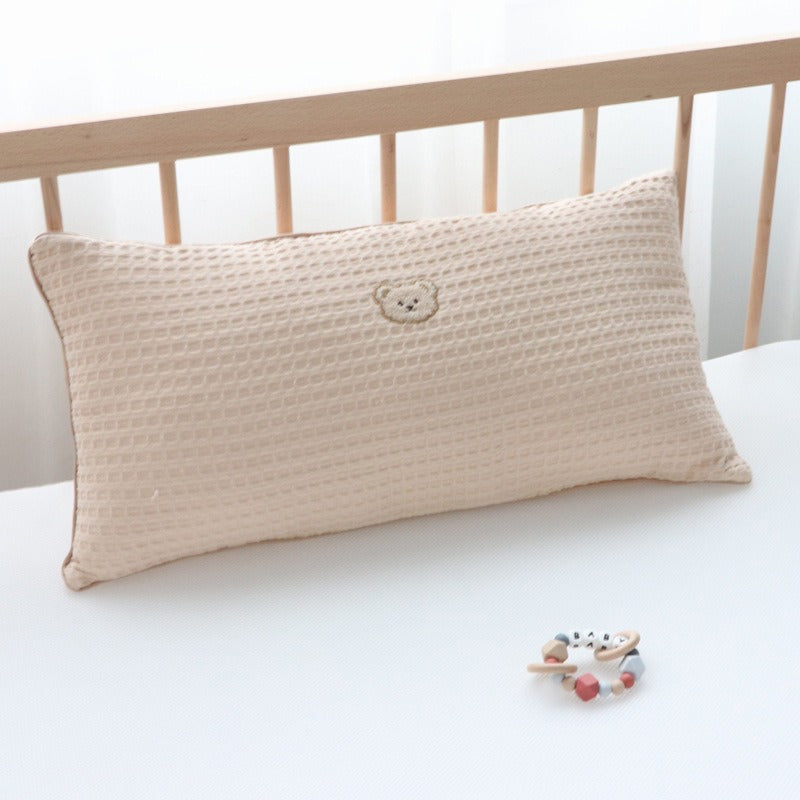 Pure Cotton Embroidered Bear Bedside Pillow